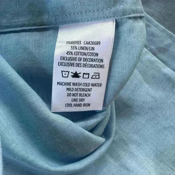 Robert Graham “Peterson” Lt. Blue Short Sleeve Button Up Linen/Cotton Shirt 2XL - Picture 11 of 12